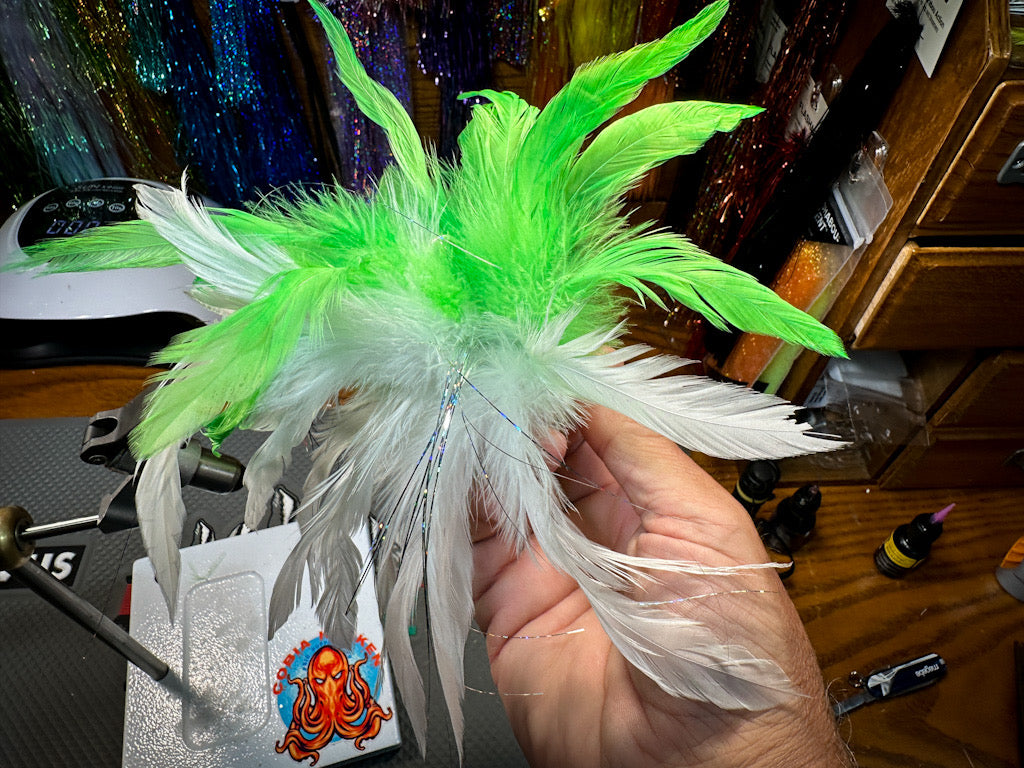 Feathered Jig - Chartreuse and White