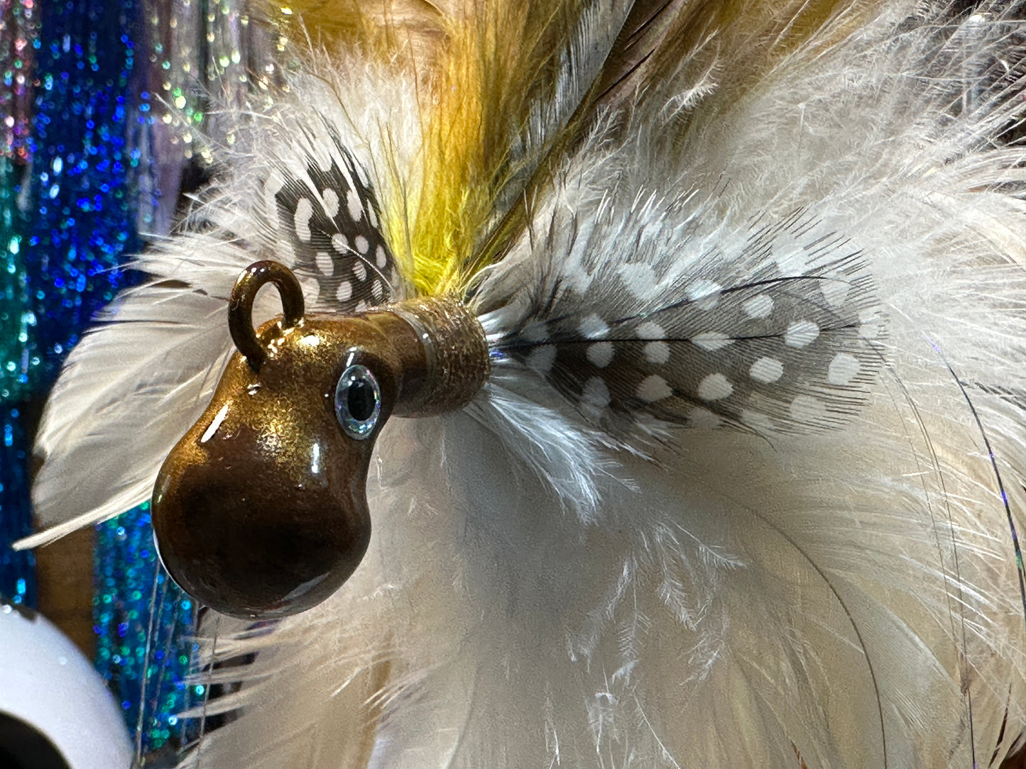 Feathered Cobia Jig - Cream & Yellow Baitfish Candy