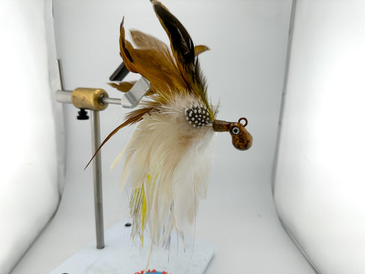 Feathered Cobia Jig - Cream & Yellow Baitfish Candy