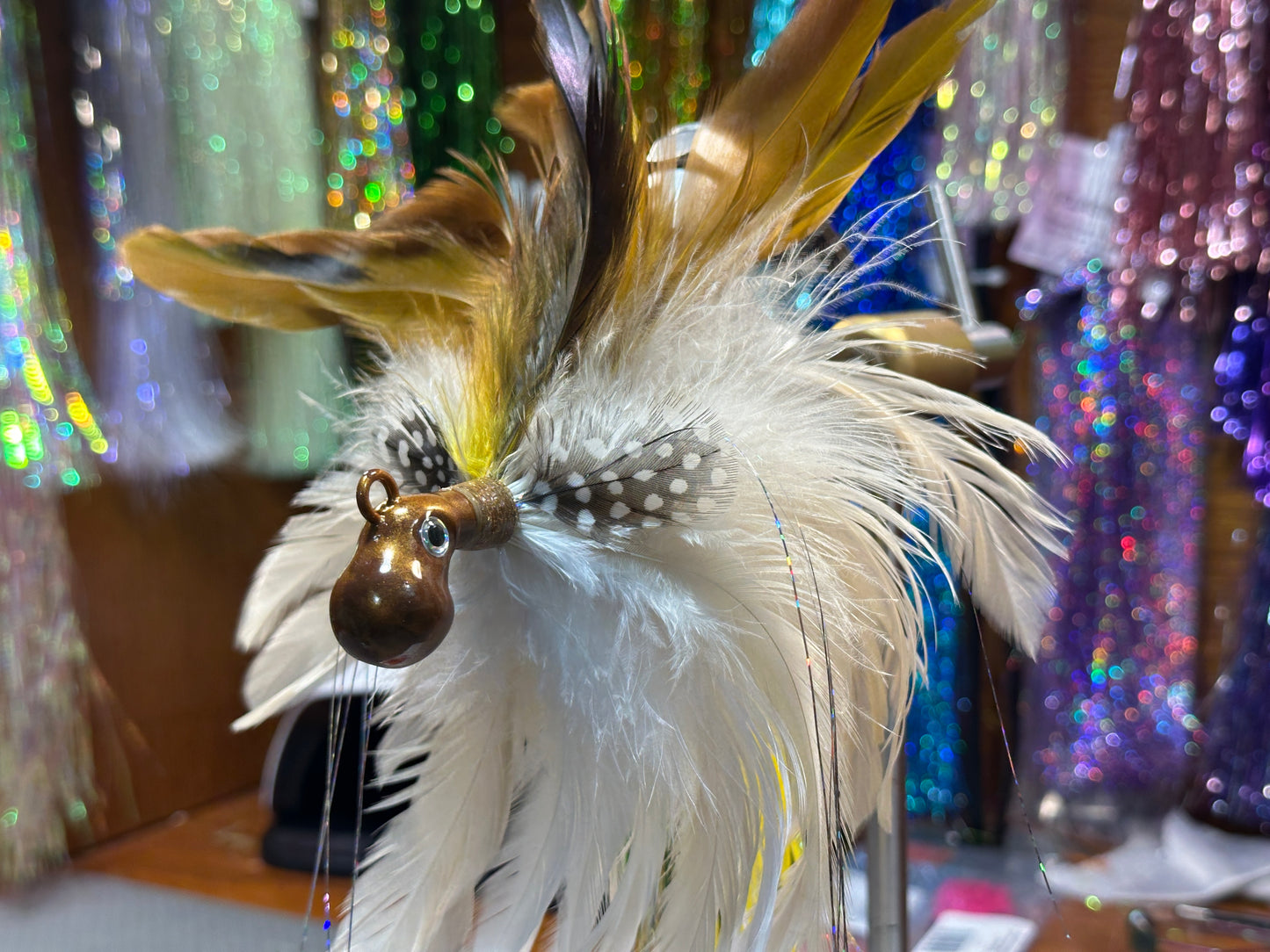Feathered Cobia Jig - Cream & Yellow Baitfish Candy