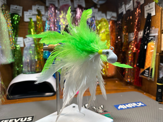 Feathered Jig - Chartreuse and White