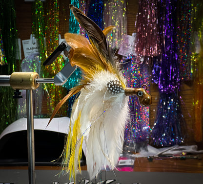 Feathered Cobia Jig - Cream & Yellow Baitfish Candy