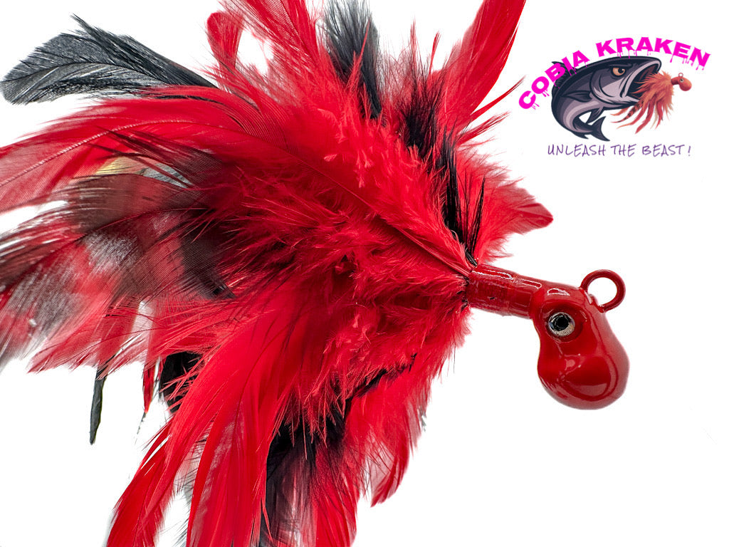 Feathered Cobia Jig - Red and Black