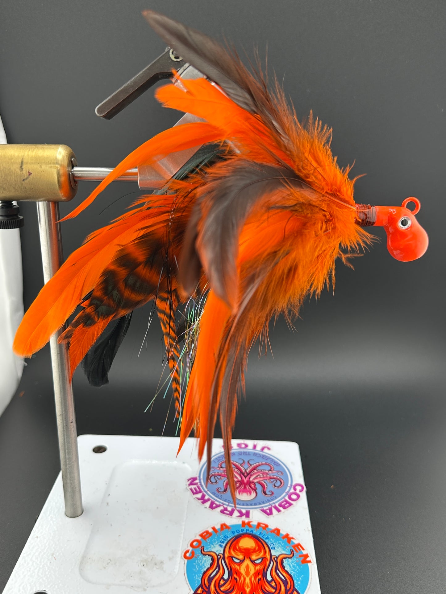 Custom cobia fishing saltwater feathered jig by Cobia Kraken Jigs