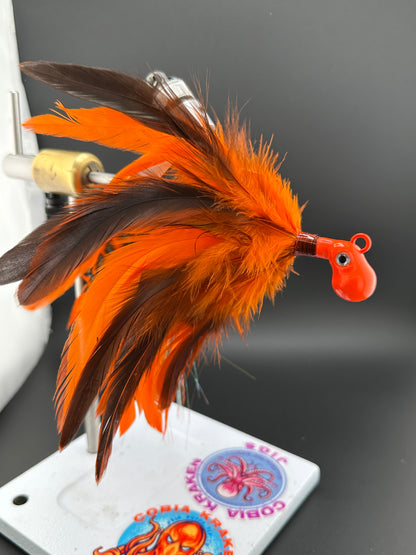 Custom cobia fishing saltwater feathered jig by CobiaKrakenJigs.com