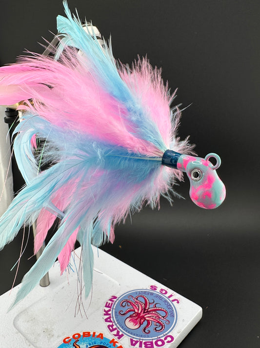 Ling fishing saltwater feather jig by Cobia Kraken Jigs