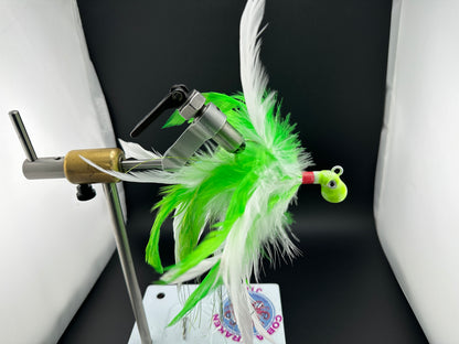 Chartreuse and white feather jig