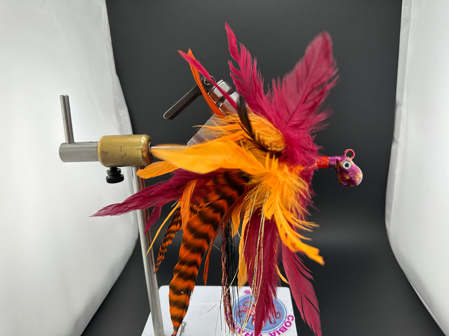 Maroon and Orange Cobia Feather Jig